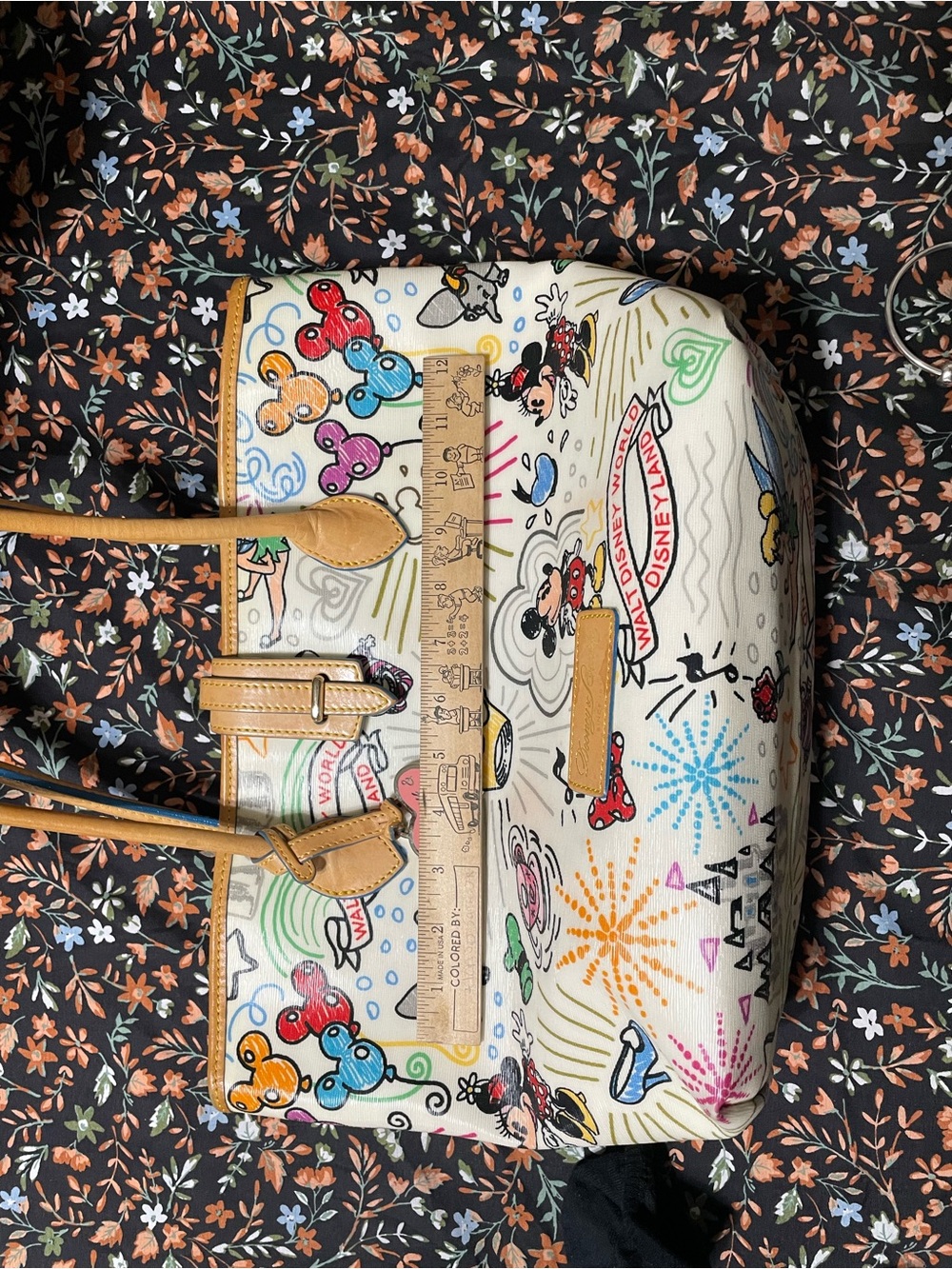 Dooney & Bourke White Multicolor Disney Character Tote with Pouch - Picture 5 of 7